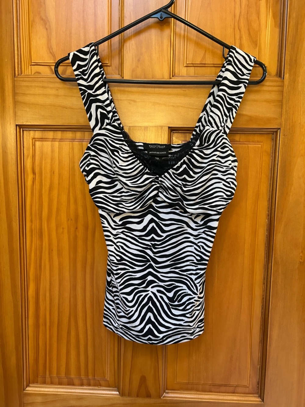 White House Black Market Black and White Zebra-Print Camisole